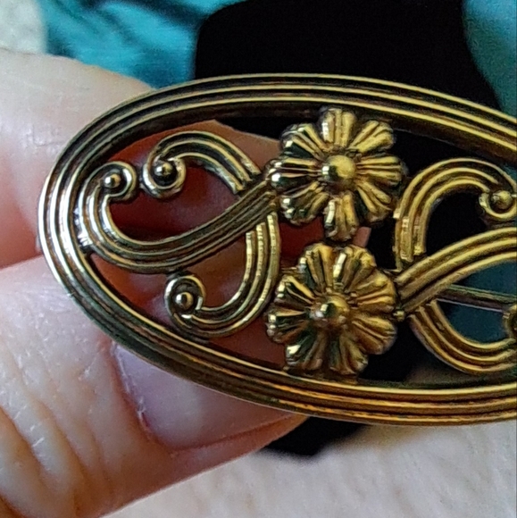 Vintage 14kt over Sterling Silver Symmetalic Floral Brooch - Picture 2 of 13